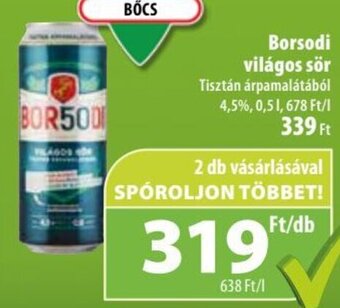 Coop Borsodi világos sör 0,5 l ajánlat