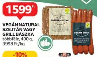 Auchan VEGÁN NATURAL SZEJTÁN VAGY GRILL BÁSZKA 400 g ajánlat