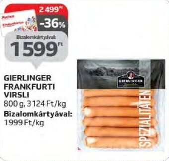 Auchan GIERLINGER FRANKFURTI VIRSLI 800 g ajánlat