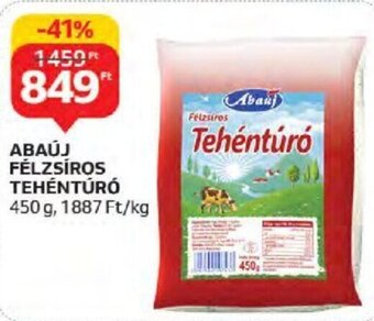 Auchan ABAÚJ FÉLZSÍROS TEHÉNTÚRÓ 450 g ajánlat