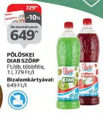 Auchan PÖLÖSKEI DIAB SZÖRP 1 l ajánlat