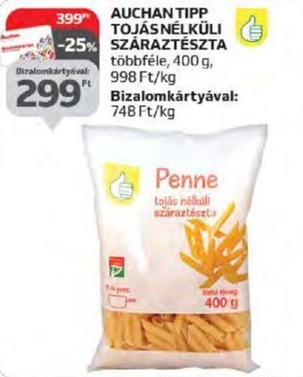 Auchan AUCHAN TIPP TOJÁS NÉLKÜLI SZÁRAZTÉSZTA 400 g ajánlat