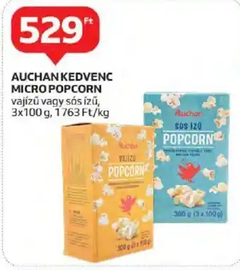 Auchan AUCHAN KEDVENC MICRO POPCORN 3 x 100 g ajánlat