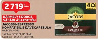 Auchan JACOBS NESPRESSO KOMPATIBILIS KÁVÉKAPSZULA 40 db ajánlat