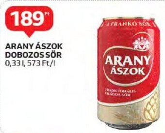 Auchan ARANY ÁSZOK DOBOZOS SÖR 0,33 l ajánlat