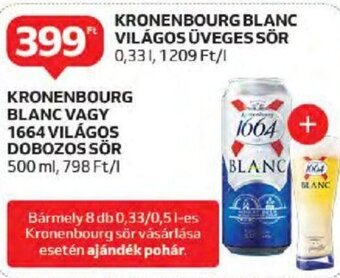 Auchan KRONENBOURG BLANC stb. 500 ml / 0,33 l ajánlat