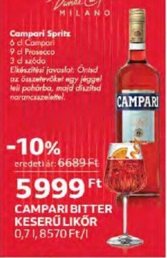Auchan CAMPARI BITTER KESERŰLIKŐR 0,7 l ajánlat