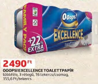 Auchan OOOPS! EXCELLENCE TOALETTPAPÍR 16 tekercs ajánlat