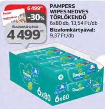 Auchan PAMPERS WIPES NEDVES TÖRLŐKENDŐ 6 x 80 db ajánlat