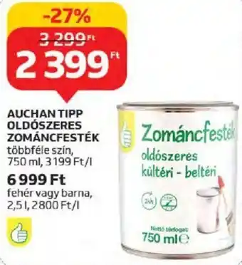 Auchan AUCHAN TIPP OLDÓSZERES ZOMÁNCFESTÉK 750 ml ajánlat