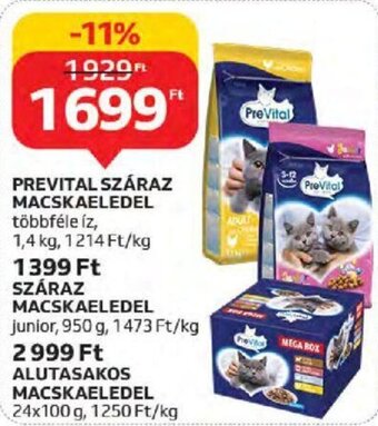 Auchan PREVITAL SZÁRAZ MACSKAELEDEL 1,4 kg ajánlat