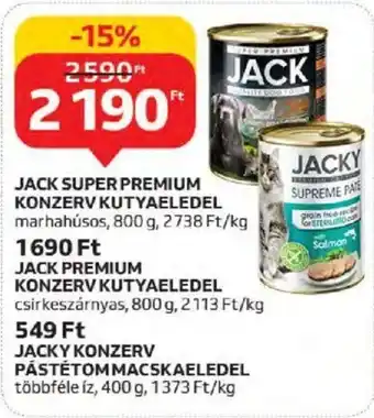 Auchan JACK SUPER PREMIUM KONZERV KUTYAELEDEL 800 g ajánlat