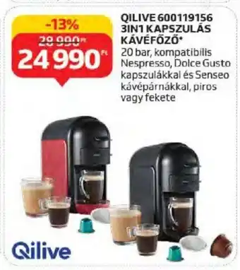 Auchan QILIVE 600119156 3IN1 KAPSZULÁS KÁVÉFŐZŐ 1 db ajánlat