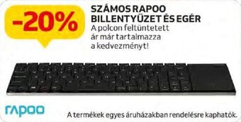 Auchan SZÁMOS RAPOO BILLENTYŰZET ÉS EGÉR ajánlat