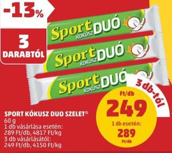 PENNY SPORT KÓKUSZ DUO SZELET 60 g ajánlat
