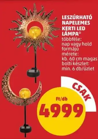 PENNY LESZÚRHATÓ NAPELEMES KERTI LED LÁMPA 1 db ajánlat