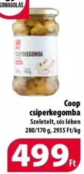 Coop Coop csiperkegomba 280 / 170 g ajánlat
