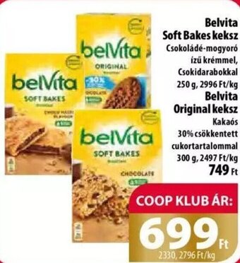 Coop Belvita Soft Bakes keksz stb. 250 / 300 g ajánlat