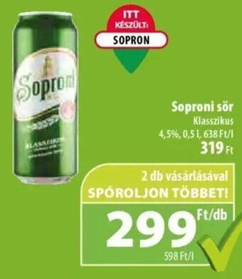 Coop Soproni sör 0,5 l ajánlat