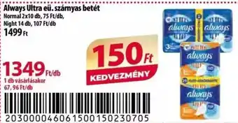 Coop Always Ultra eü. szárnyas betét 2 x 10 db / 14 db ajánlat