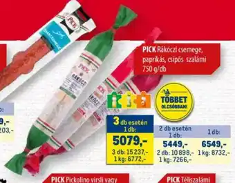 Metro PICK Rákóczi csemege, paprikás, csípős szalámi 750 g ajánlat