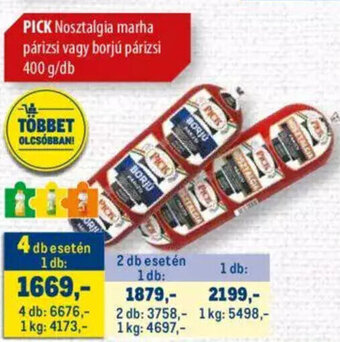 Metro PICK Nosztalgia marha párizsi vagy borjú párizsi 400 g ajánlat