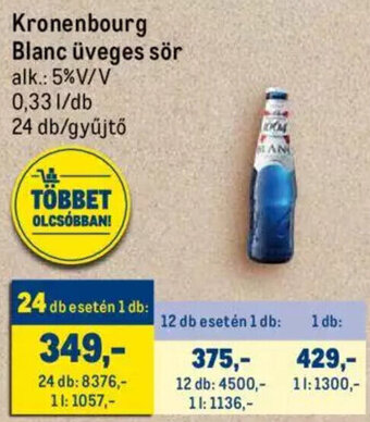 Metro Kronenbourg Blanc üveges sör 0,33 l ajánlat