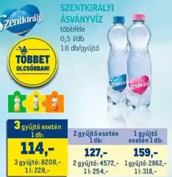 Metro SZENTKIRÁLYI ÁSVÁNYVÍZ 0,5 l ajánlat