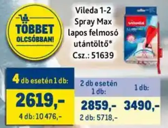 Metro Vileda 1-2 Spray Max lapos felmosó utántöltő 1 db ajánlat