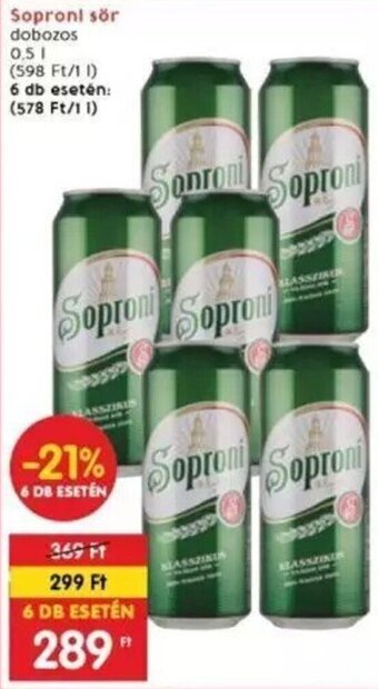 Interspar Soproni sör 0,5 l ajánlat