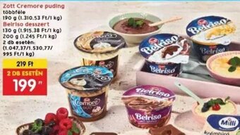 Interspar Zott Cremore puding stb. 130 - 200 g ajánlat