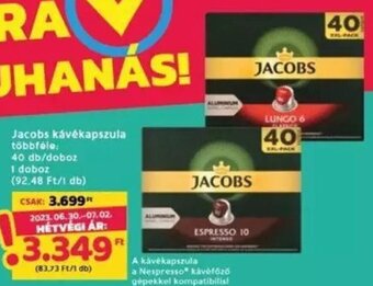 Interspar Jacobs kávékapszula 40 db ajánlat