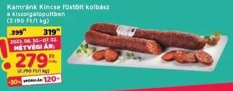 Interspar Kamránk Kincse füstölt kolbász 10 dkg ajánlat