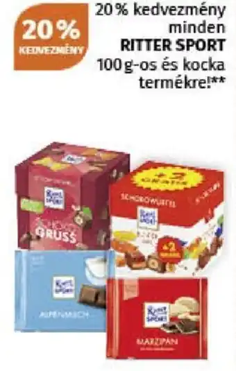 Minden RITTER SPORT 100 g-os és kocka termékre!