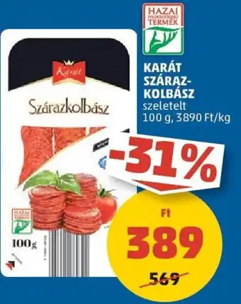 PENNY KARÁT SZÁRAZ-KOLBÁSZ szeletelt 100 g ajánlat