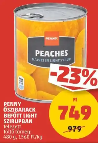 PENNY PENNY ŐSZIBARACK BEFŐTT LIGHT SZIRUPBAN 480 g ajánlat