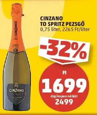 CINZANO TO SPRITZ PEZSGŐ 0,75 l