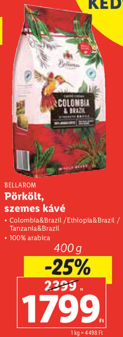 Lidl BELLAROM Pörkölt, szemes kávé 400 g ajánlat