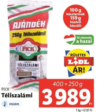 Lidl PICK Téliszalámi 400 + 250 g ajánlat