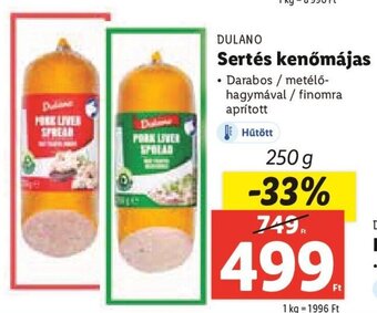 Lidl DULANO Sertés kenőmájas 250 g ajánlat