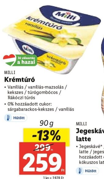 Lidl MILLI Krémtúró 90 g ajánlat