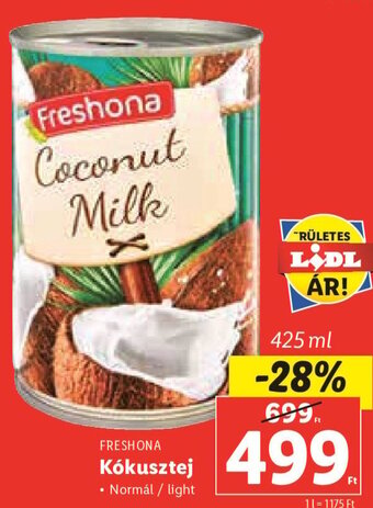 Lidl FRESHONA Kókusztej 425 ml ajánlat