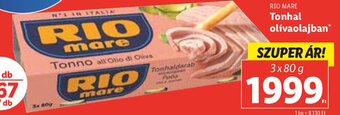 Lidl RIO MARE Tonhal olívaolajban 3 x 80 g ajánlat