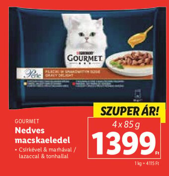 Lidl GOURMET Nedves macskaeledel 4 x 85 g ajánlat