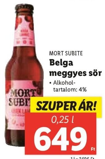 Lidl MORT SUBITE Belga meggyes sör 0,25 l ajánlat