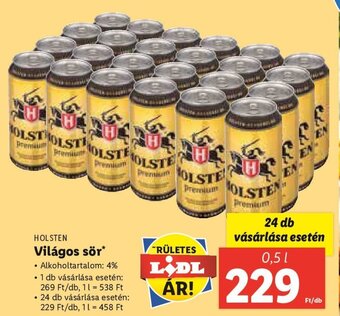 Lidl HOLSTEN Világos sör 0,5 l ajánlat