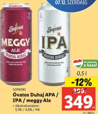 Lidl SOPRONI Óvatos Duhaj APA / IPA / meggy Ale 0,5 l ajánlat