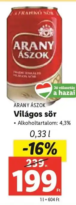 ARANY ÁSZOK 0,33 l