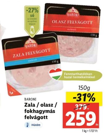 Lidl BARONI Zala / olasz / fokhagymás felvágott 150 g ajánlat