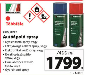 Lidl PARKSIDE Autóápoló spray 400 ml ajánlat